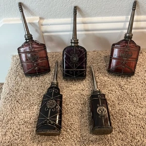 Vintage verzierter marokkanischer Parfüm Flakon 4 Stück - lila - Metall abnehmbarer Ausguss - Bild 1 von 6