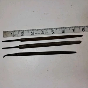 Antique 3 Pc Set Steel Triangular File Tools USA, American - Picture 1 of 4