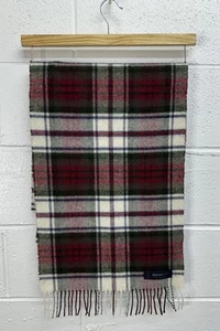 Johnstons Of Elgin Scarf Men's Blue Green Plaid 100% Lambswool Fringed - Picture 1 of 3
