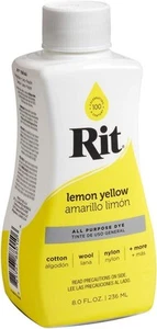 RIT DYE Fabric Liquid Dye All-Purpose, Lemon Yellow, 8 oz Color: Lemon Yellow - Picture 1 of 11