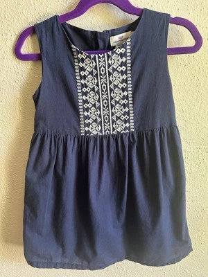 Vestido de algodão bordado Vineyard Vines 4T feminino, azul marinho - Imagem 1 de 3
