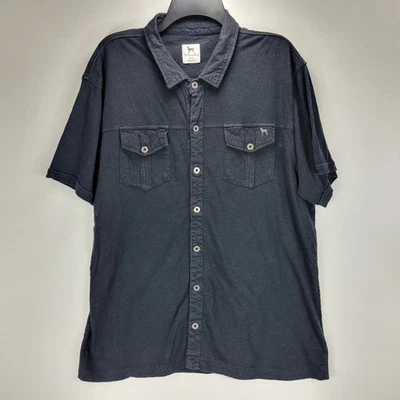 Camisa The Black Dog manga corta metal botón bolsillo frontal algodón para hombre XL negra Foto 1 de 4