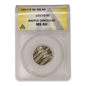 2017 D Jefferson Nickel Error Coin Waffle Cancelled ANACS MS 60 1B3 - Picture 1 of 2