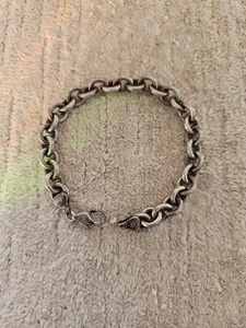 Bracciale Chunky Link Rolo Vintage Argento Sterling 7,5" 22,1 g Y2K - Foto 1 di 5