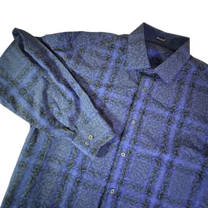 Bugatchi UOMO Classic Fit Button Down Shirt Paisley Print Long Sleeve Large - Picture 1 of 13