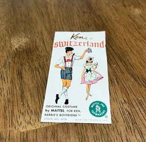 1964 Mini NUR PAPIER für "Ken in der Schweiz" Reisekostüm Vintage Barbie - Bild 1 von 3