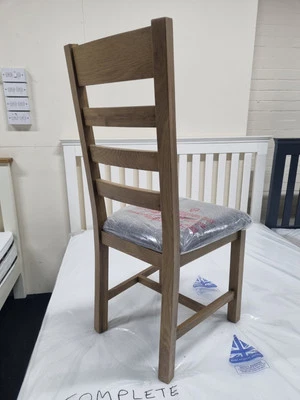 New 4 x Assembled Solid Rustic Oak Tall Ladder Dining Chairs *Furniture Store* - Image 1 of 4