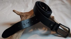 Bronzino Size 40 Black Leather Belt Made In Italy Antiqued Silver Buckle NICE - Bild 1 von 9