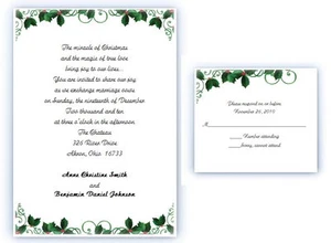 100 Personalized Custom Holly Christmas Winter Holiday Wedding Invitations Set - Picture 1 of 1