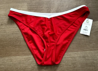 Parte inferior de natación de bikini No Boundaries frente en V descarado rojo blanco ribete para jóvenes XL 15-17 Foto 1 de 4