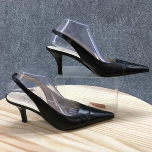 Joan & David Shoes Womens 10.5 M Duke Slingback Black Leather Pointed Toe Casual - Picture 1 of 20