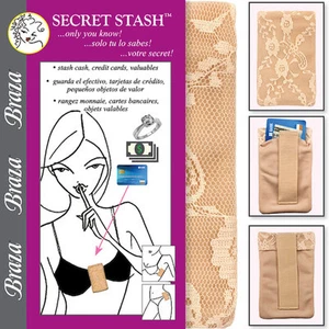 Braza Secret Stash reggiseno tascabile in pizzo borsa da viaggio - Foto 1 di 5