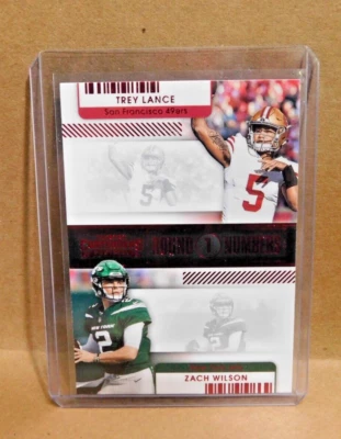 2021 Panini Contenders Round Numbers Dual: Trey Lance/Zach Wilson [Ruby] #RN-TLA - Image 1 of 2
