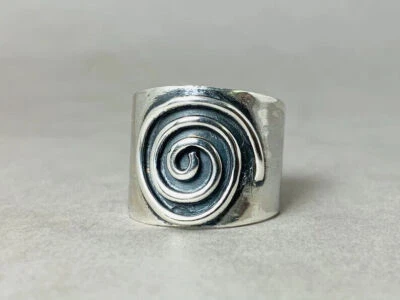 Silver Spiral Ring925 Sterling Silver Band &Statement Handmade Ring All Size - Image 1 of 4