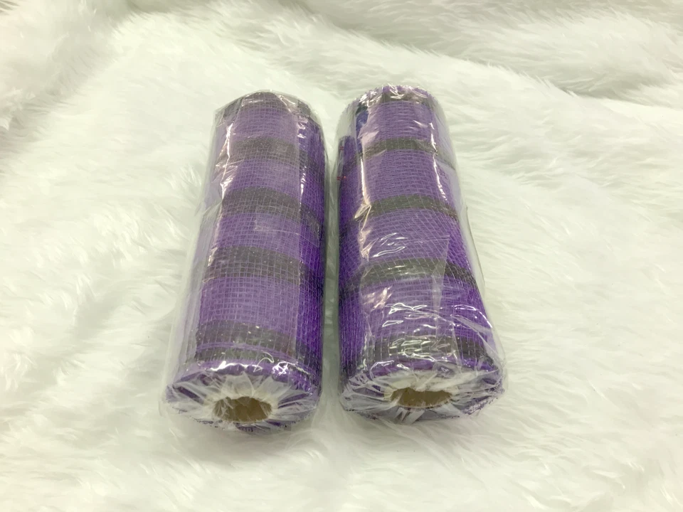 PÚRPURA y NEGRO Lote de 2 Rollos 6.5" x 15 Pies (Cada uno) Malla Deco para Coronas Foto 1 de 1