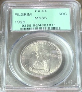 1920 US Mint Pilgrim Commemorative Silver 50C PCGS MS65 Only 152k Minted Rare!!! - Picture 1 of 4