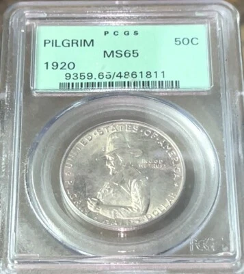 1920 US Mint Pilgrim Commemorative Silver 50C PCGS MS65 Only 152k Minted Rare!!! - Image 1 of 4