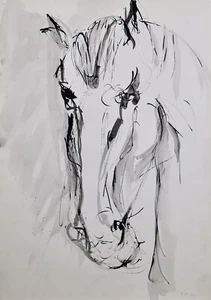 Magdalena Reinharez - Pittura Originale - Lavis - Cavallo 6 - Foto 1 di 3