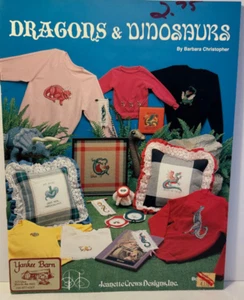 Dragons & Dinosaurs vintage cross stitch booklet Jeanette Crews Designs 1987 - Picture 1 of 3