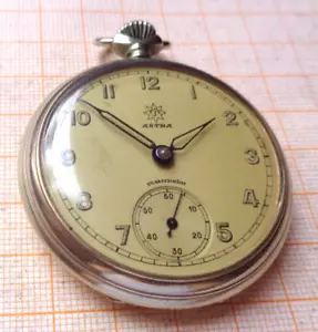 Ältere Taschenuhr ASTRA Metall Werk Junghans 38/2 defekt Unruhe D = 48 mm MSB - Bild 1 von 3