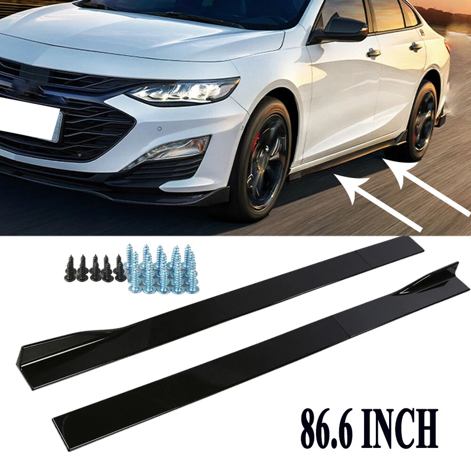 For Chevrolet Malibu 2010-2022 86.6" Side Skirt Lip Rocker Panel Kit Gloss Black - Изображение 1 из 4