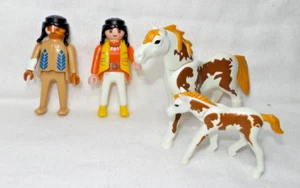 PLAYMOBIL - WESTERN INDIEN COWBOY - INDIENS AVEC 2 CHEVAUX - VINTAGE 1974 - 1992 - Picture 1 of 4
