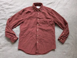 Portuguese Flannel Shirt Men Medium Brown Corduroy Button Down Long Sleeve - Picture 1 of 12