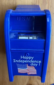 2003 USPS Post Office Mailbox 4.5" Replica Plastic Coin Bank Happy Independence - Picture 1 of 12