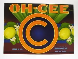Etichetta cassa frutta limone Oh Cee anni 40 - Foto 1 di 1