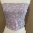 nwt HOLLISTER cropped TUBE TOP purple DAISY solid FLORAL reversible SZ large