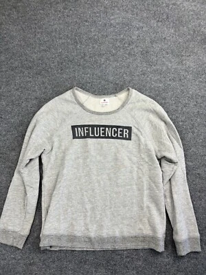 Sundry Sweatshirt Women's 2 Gray Influencer Graphic Pullover Raglan Sleeve USA - Image 1 of 4