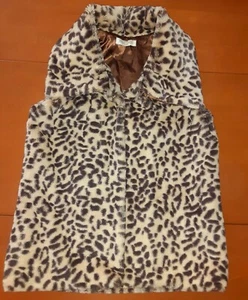 Pinc leopard print faux fur soft comfortable girls school clothes vest size M 8 - Picture 1 of 4