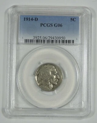 1914-D Buffalo Nickel CERTIFIED PCGS G 06 5c - Image 1 of 4