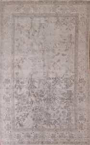 Gedämpfter halbantiker Tebriz Tierdesign Flächenteppich Blumenmuster handgeknüpfter Teppich 7x10 - Bild 1 von 12