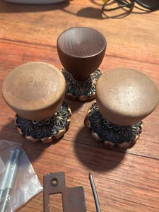Vintage Door Handles/Knobs - Timber & Brass - Gainsborough - Picture 1 of 8