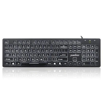 PERIBOARD-317 Wired Backlit USB Keyboard Big Print Letter with White Illumina... - Image 1 of 4