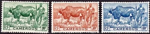 Cameroon, Lot of 3 Classic Stamps, Zebu Herdsman, 1946, Sc. 304-306, MLH-Lot 446 - Picture 1 of 1