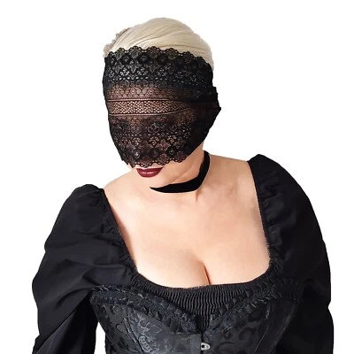 Máscara facial completa de renda preta máscara para mulheres sexy fantasia burlesca 0013 - Imagem 1 de 4