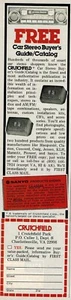1979 Vintage Print Ad Crutchfield Free Stereo Buyer's Guide / Catalog Sanyo - Picture 1 of 2