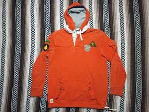 Polo Ralph Lauren vtg Hoodie Ski Patrol Club 90s Orange rugby sweatshirt Large - Picture 1 of 12