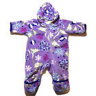 Columbia Baby Girl 0-6M Fleecw Bunting Snow Suit Purple Snowflakes Zip Flip Cuff