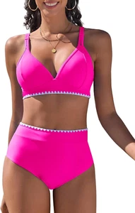 Costume Donna Due Pezzi Vita Alta Costumi Da Bagno Push up Sexy Bikini Mare Imbo - Foto 1 di 12