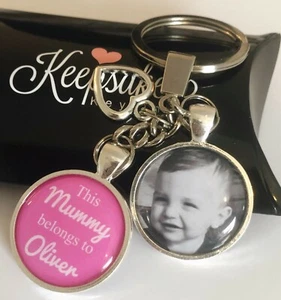 Personalised Photo Keyring Belongs to Birthday Present Gift Box Mum Mummy Nanny - Picture 1 of 16