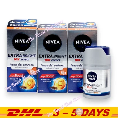 NIVEA MEN Extra White Super Serum SPF50 Moisturizer Cream , 50ml x 3 - Image 1 of 2