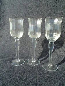 Three Clear Glass Stemmed Shot Glasses-Ribbed inside - Picture 1 of 4