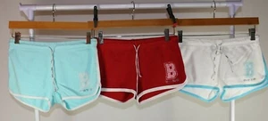 XS BEBE Set of 3 Shorts Workout Comfortable Blue Red White Varsity Sport Athlete - Picture 1 of 12