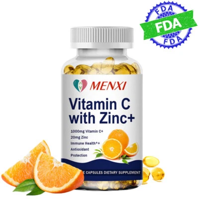 Vitamin C Capsules 1000mg+ Zinc 20mg For Immune System Support for Men and Women - Image 1 of 4