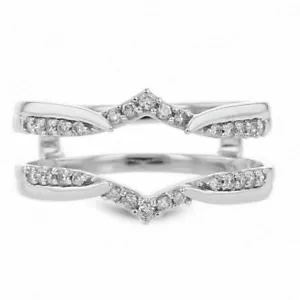 0.25Ct White Round Cut CZ Wedding Wrap Enhancer Ring Solid 925 Sterling Silver - Picture 1 of 4