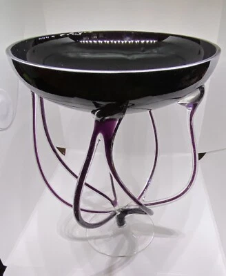 "Plato Art Glass soplado a mano pulpo púrpura/negro 10,5"" de alto nuevo" Foto 1 de 4