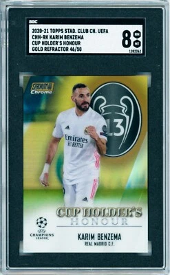 2020-21 Karim Benzema Topps Stadium Club Chrome Gold Real Madrid 46/50 SGC 8 - Image 1 of 3